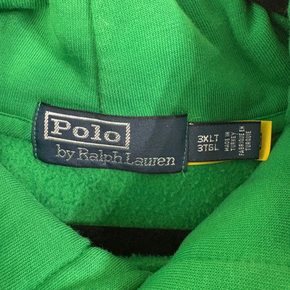 Polo Ralph Lauren Hoodie Mens Size 3XLT Green Polo Ski Fleece Graphic Big & Tall